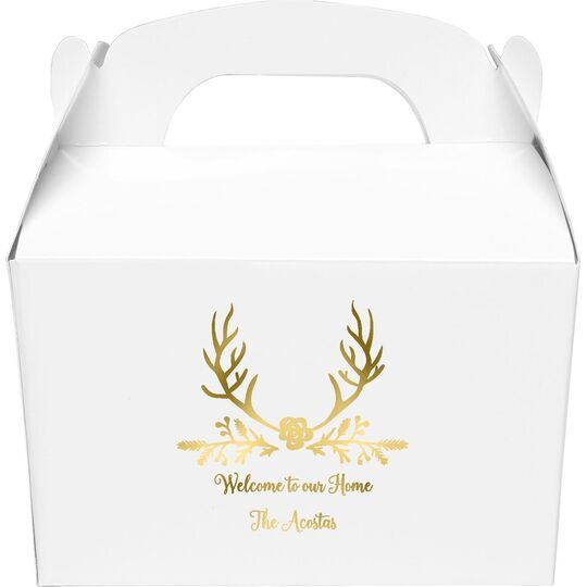 Pine Berry Antlers Gable Favor Boxes